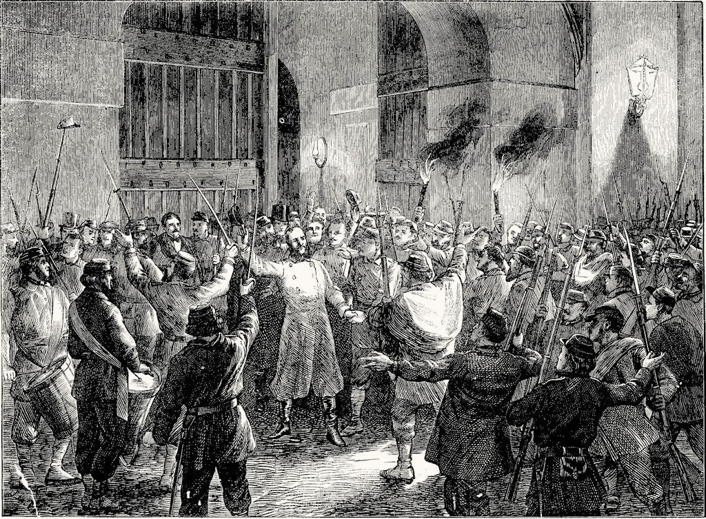 FRANCE. M Flourens freed by insurgents, Paris 1871 old antique print picture